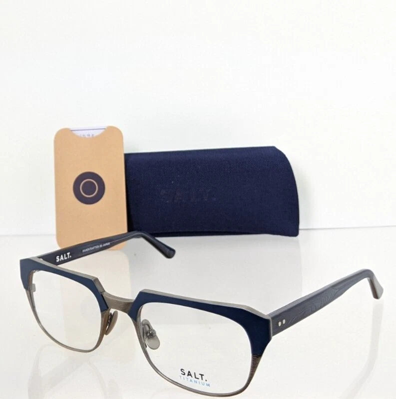 Brand New Authentic SALT Eyeglasses KNOX IBAS 55mm Navy & Silver Frame