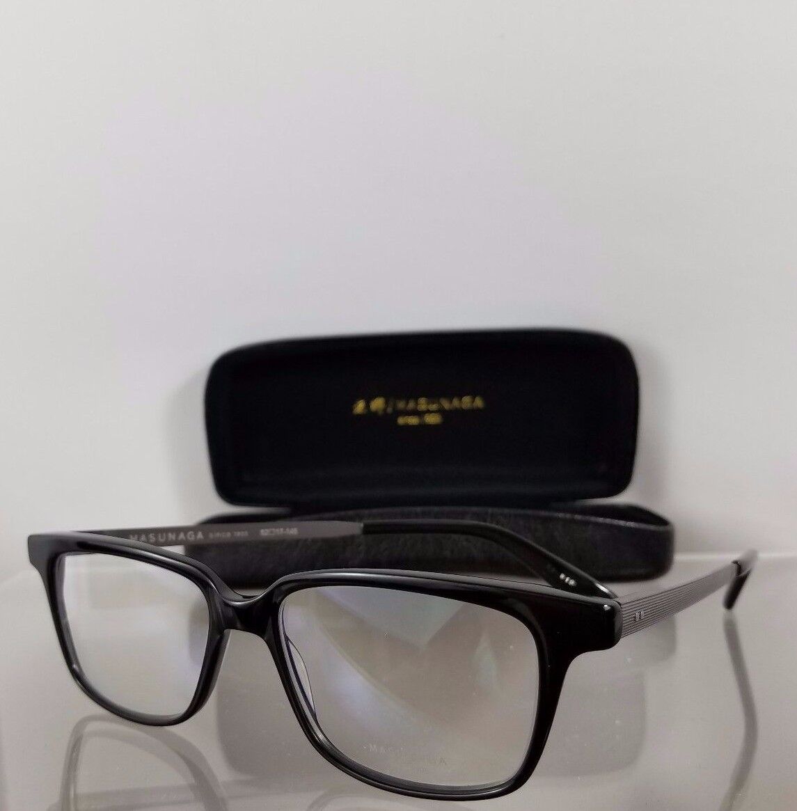 Brand New Authentic MASUNAGA 045 Eyeglasses Shiny Black 52mm Frame