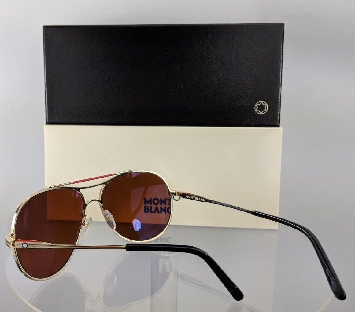 Brand New Authentic Mont Blanc Sunglasses MB 703S 32H Gold 61mm Polarized Frame