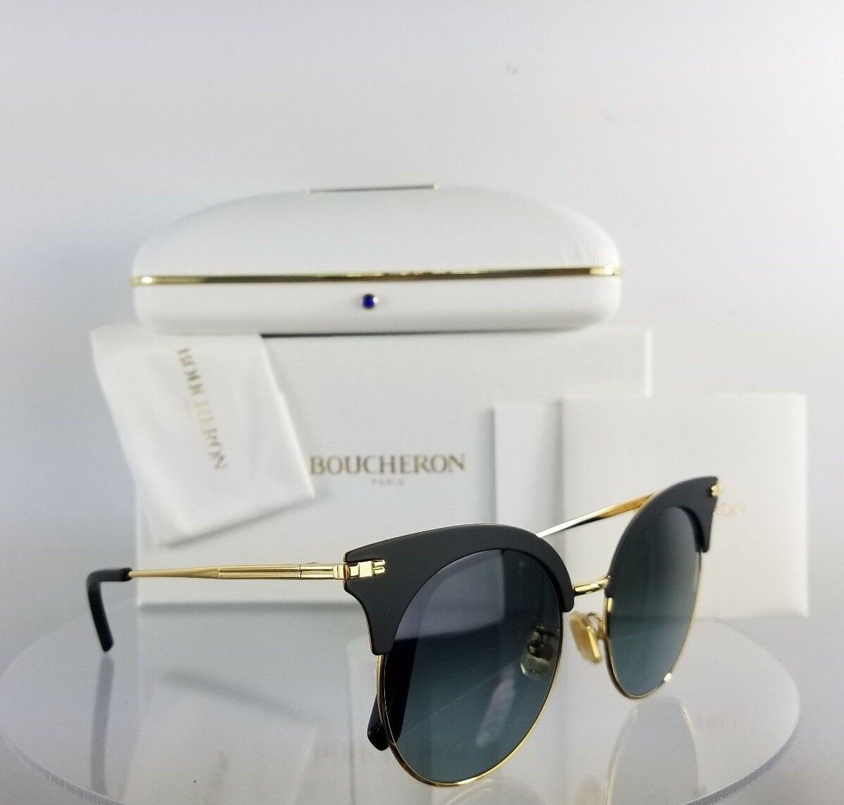 Brand New Authentic Boucheron Sunglasses BC0039S 001 Black Gold Frame 0039