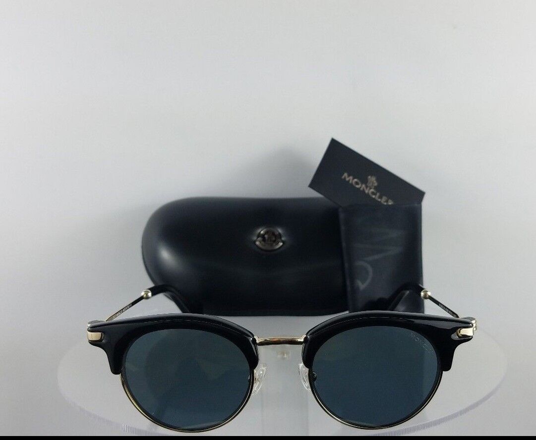 Brand New Authentic Moncler Sunglasses ML 0035 01A Shiny Black Gold 47mm