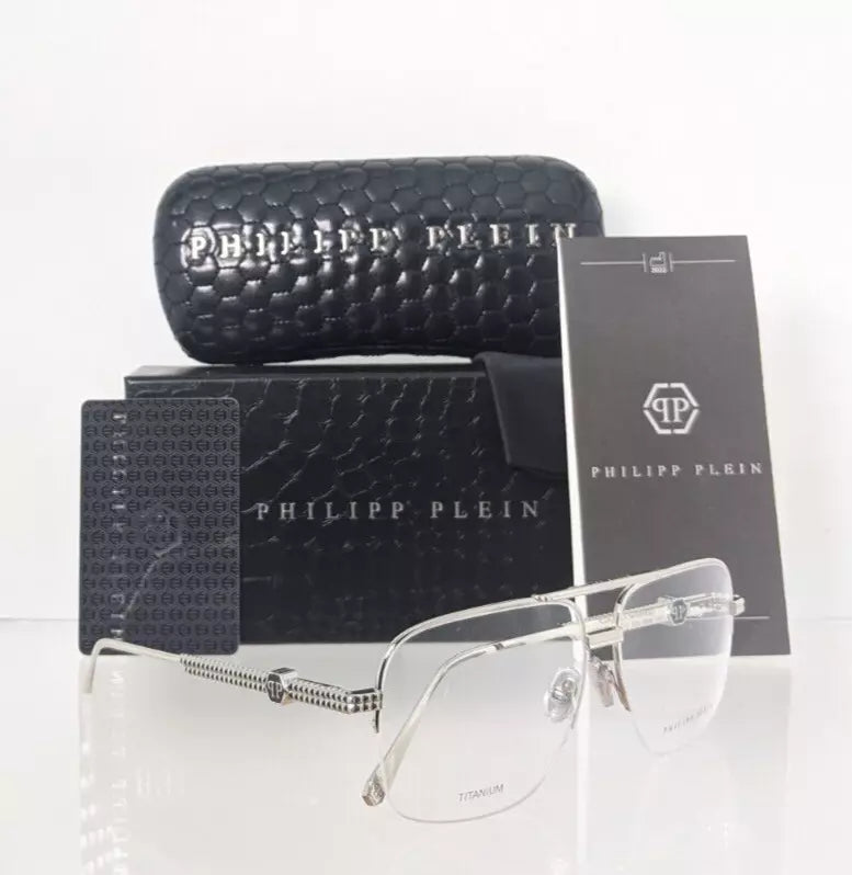 Brand New Authentic Philipp Plein Eyeglasses VPP 063 Col 0700 Silver VP063 Frame