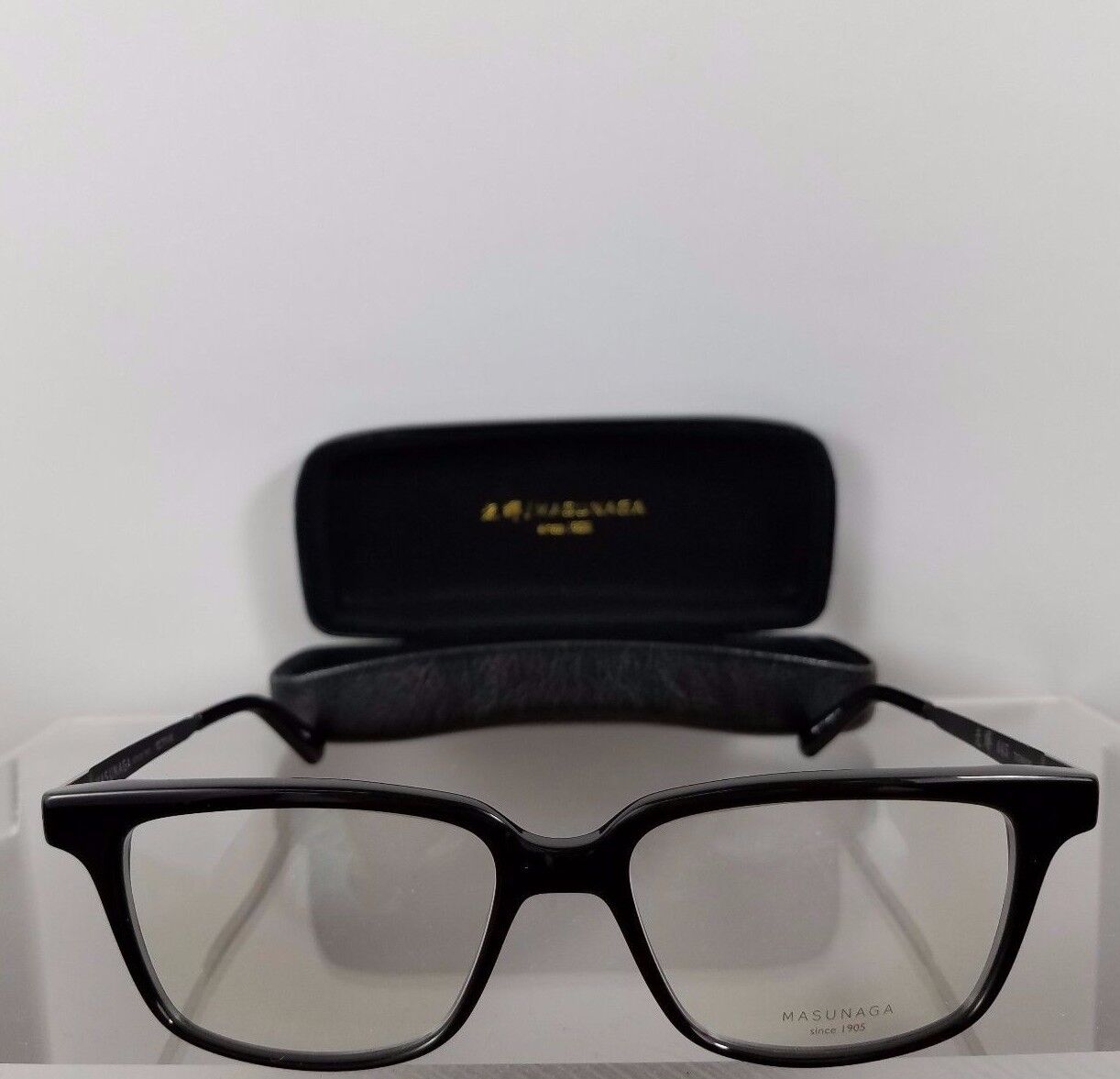 Brand New Authentic MASUNAGA 045 Eyeglasses Shiny Black 52mm Frame