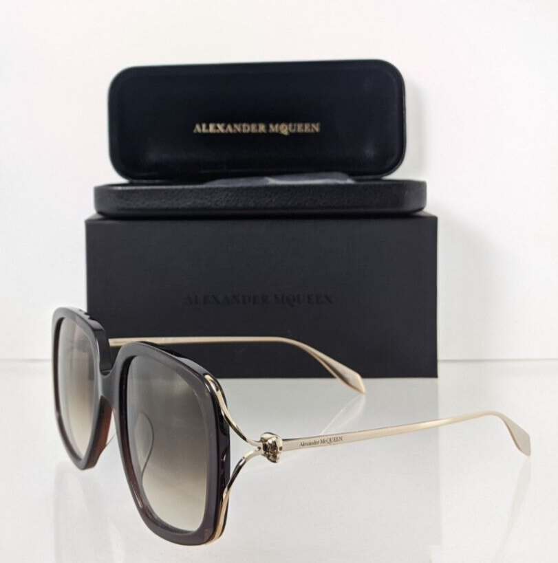 Brand New Authentic Alexander McQueen Sunglasses AM 0374 Brown 002 54mm Frame