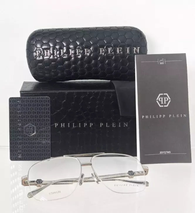 Brand New Authentic Philipp Plein Eyeglasses VPP 063 Col 0700 Silver VP063 Frame