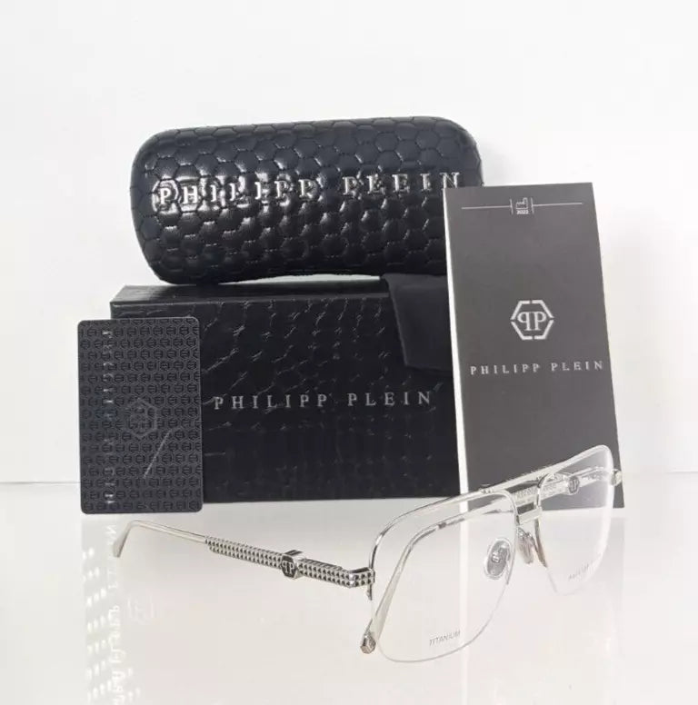 Brand New Authentic Philipp Plein Eyeglasses VPP 063 Col 0700 Silver VP063 Frame