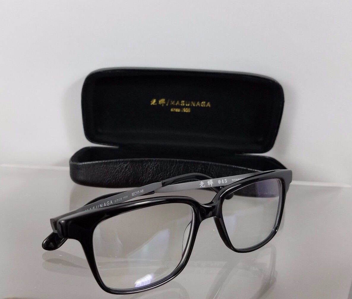 Brand New Authentic MASUNAGA 045 Eyeglasses Shiny Black 52mm Frame