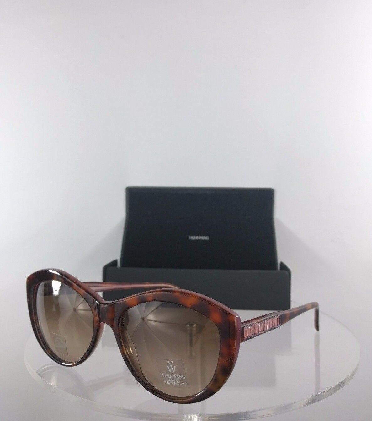 Brand New Authentic Vera Wang Sunglasses Agnella TO Crystal Tortoise Frame