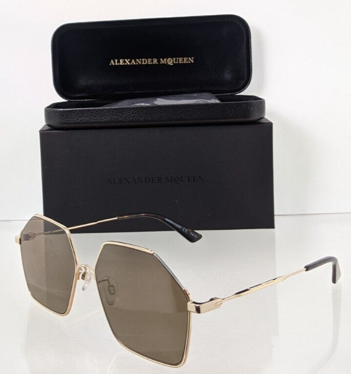 Brand New Authentic Alexander McQueen Sunglasses MQ 0258 Gold 002 58mm Frame