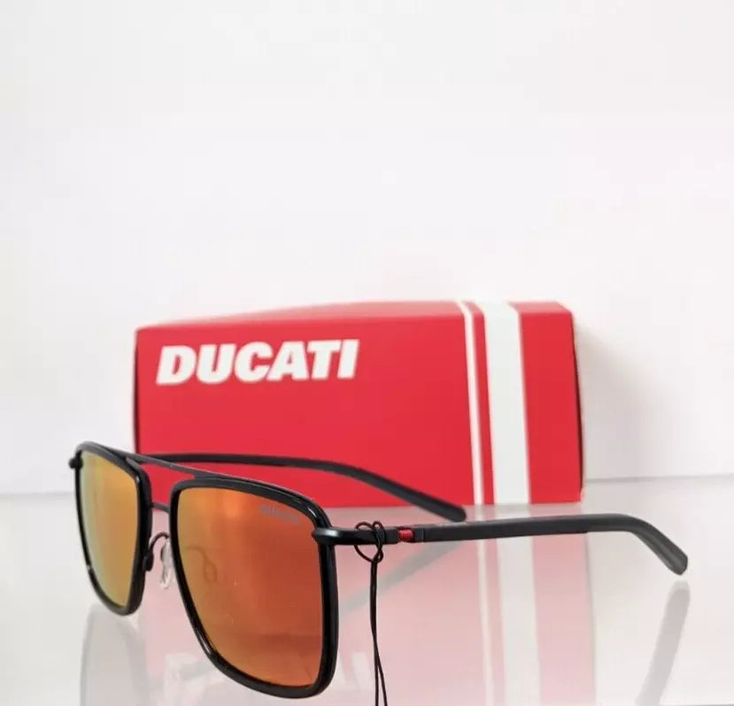 Brand New Authentic DUCATI Sunglasses DA 7002 002 56mm Black Red Iridium Frame