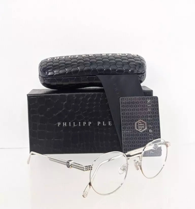 New Authentic Philipp Plein Eyeglasses VPP 061 Col 0579 Silver VP061 Glam sunset