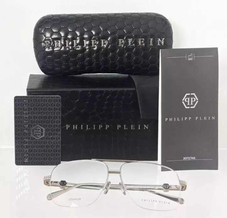 Brand New Authentic Philipp Plein Eyeglasses VPP 063 Col 0700 Silver VP063 Frame