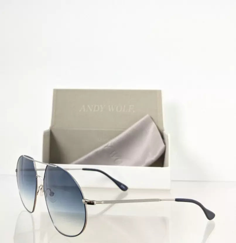 New Authentic Andy Wolf Sunglasses QUINCY Col. G Navy & Silver 61mm Austria