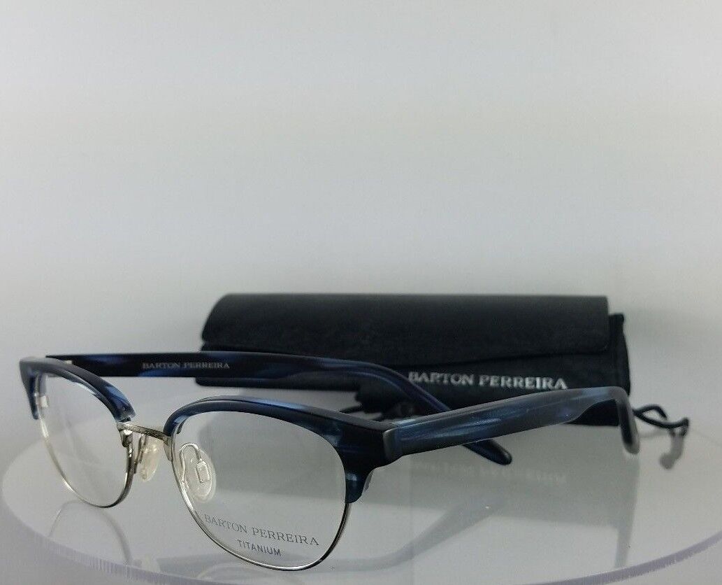 Brand New Authentic Barton Perreira Eyeglasses Estelle MMI/SIL Blue Frame