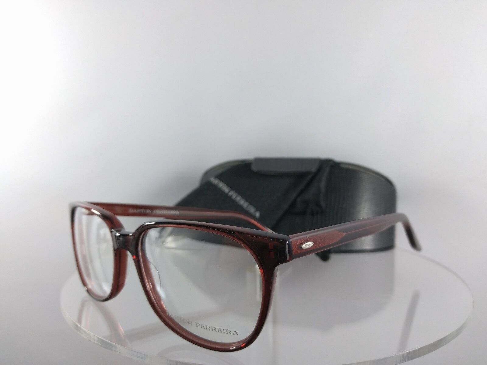 Brand New Authentic Barton Perreira Eyeglasses Novak SBR Burgundy Transparent