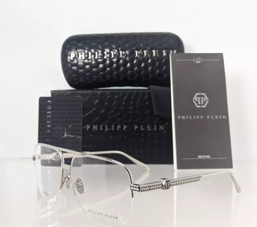 Brand New Authentic Philipp Plein Eyeglasses VPP 063 Col 0700 Silver VP063 Frame