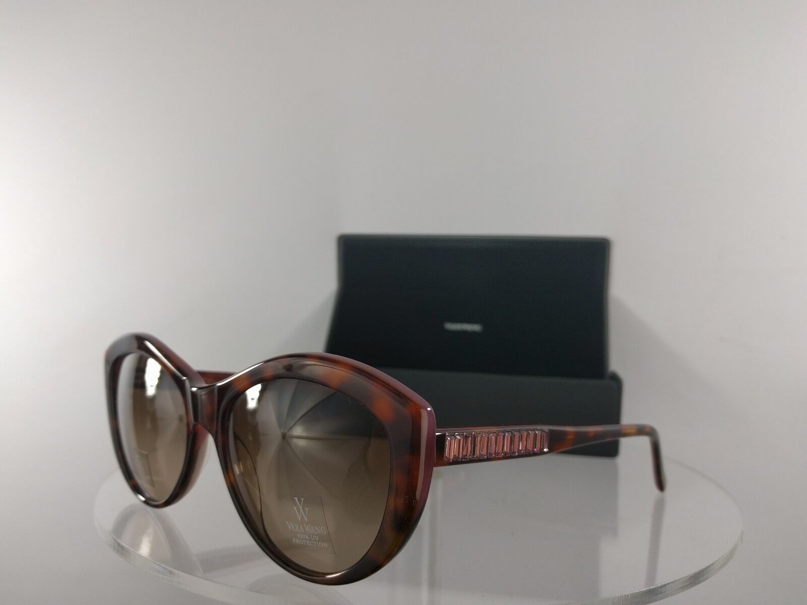 Brand New Authentic Vera Wang Sunglasses Agnella TO Crystal Tortoise Frame