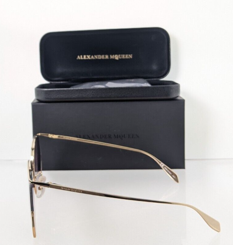 Brand New Authentic Alexander McQueen Sunglasses AM 0255 Gold 002 61mm Frame