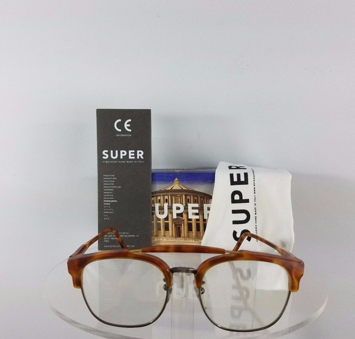 Brand New Authentic Retrosuperfuture 624 0A Super Eyeglasses 49er Light Tortoise