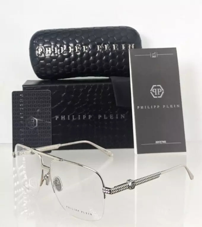 Brand New Authentic Philipp Plein Eyeglasses VPP 063 Col 0700 Silver VP063 Frame