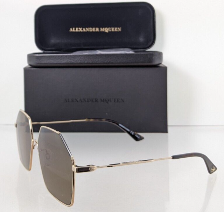 Brand New Authentic Alexander McQueen Sunglasses MQ 0258 Gold 002 58mm Frame