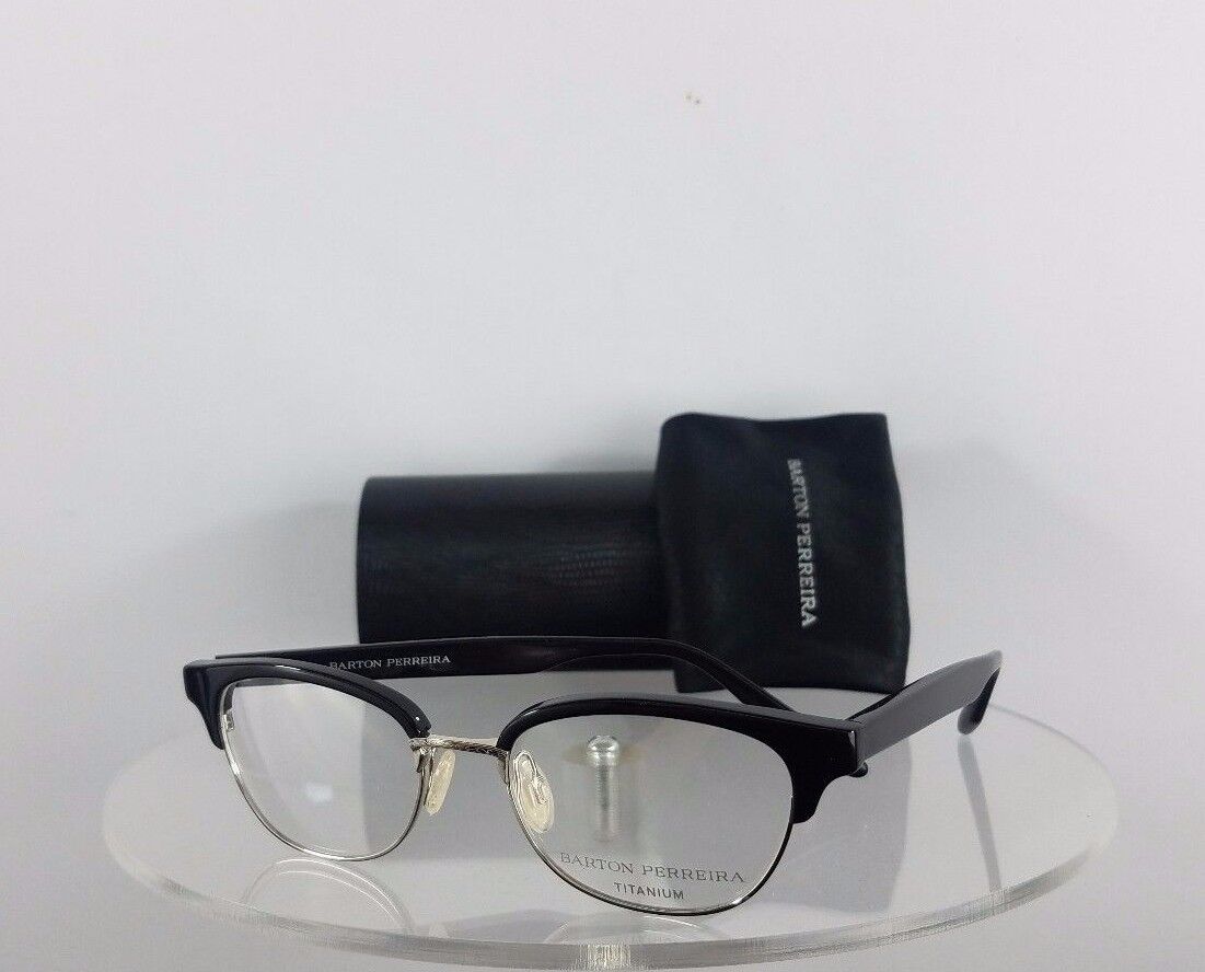 Brand New Authentic Barton Perreira Eyeglasses Estelle BLA/SIL Black Frame