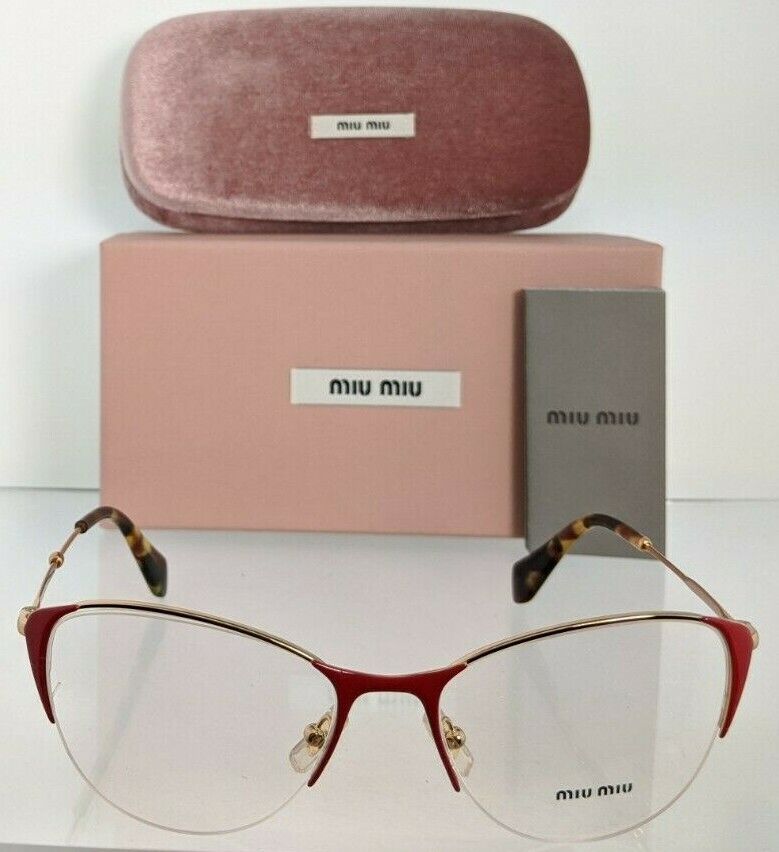 Brand New Authentic Miu Miu Eyeglasses VMU 50P USP - 1O1 Red & Gold Frame