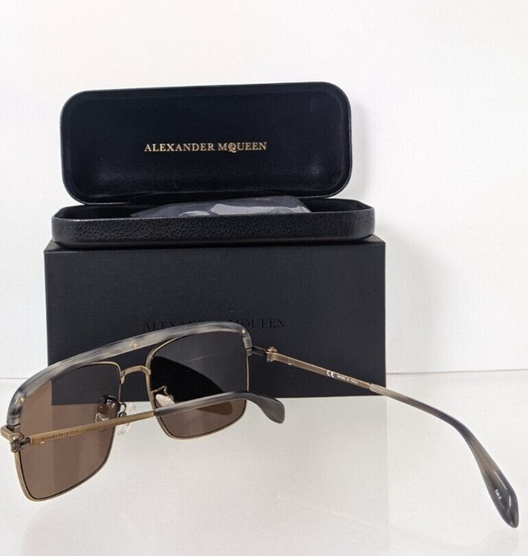 Brand New Authentic Alexander McQueen Sunglasses AM 0258 Gold 003 59mm Frame