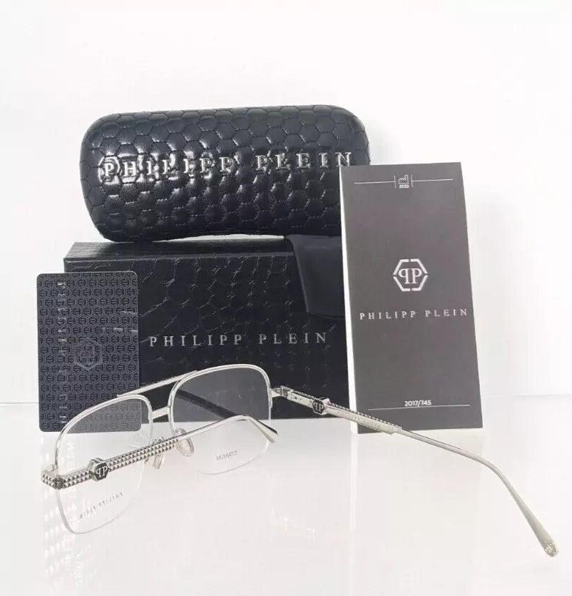 Brand New Authentic Philipp Plein Eyeglasses VPP 063 Col 0700 Silver VP063 Frame