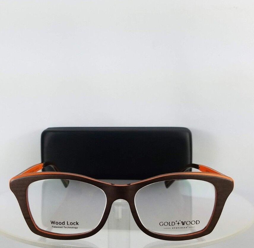 Brand New Authentic Gold and Wood ELECTRA 02 52mm Brown Orange Frame