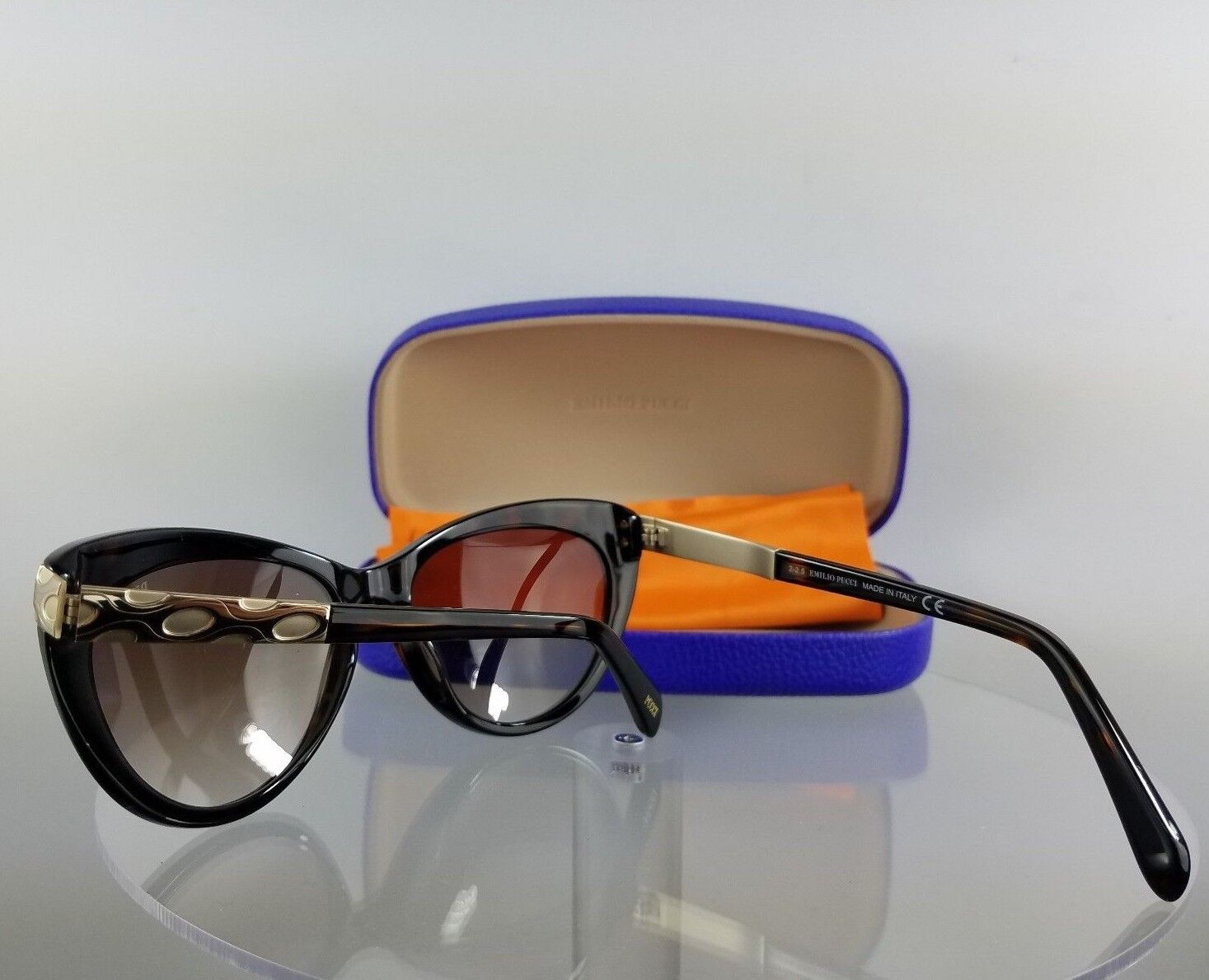 4Brand New Authentic Emilio Pucci Sunglasses EP17 01B Black Gold Frame EP 17