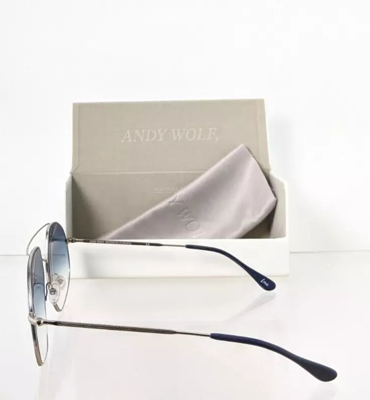 New Authentic Andy Wolf Sunglasses QUINCY Col. G Navy & Silver 61mm Austria