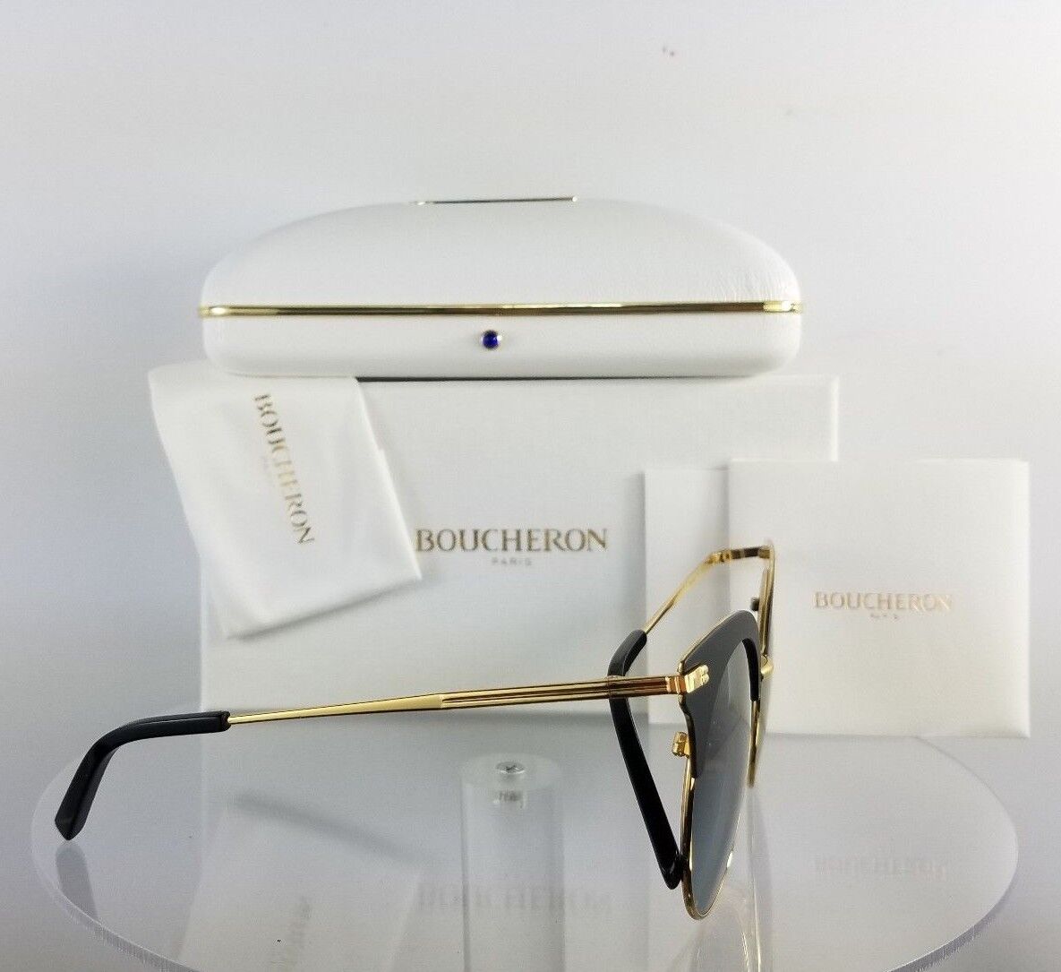 Brand New Authentic Boucheron Sunglasses BC0039S 001 Black Gold Frame 0039