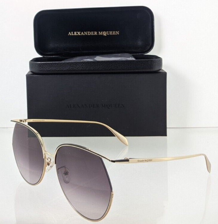 Brand New Authentic Alexander McQueen Sunglasses AM 0255 Gold 002 61mm Frame