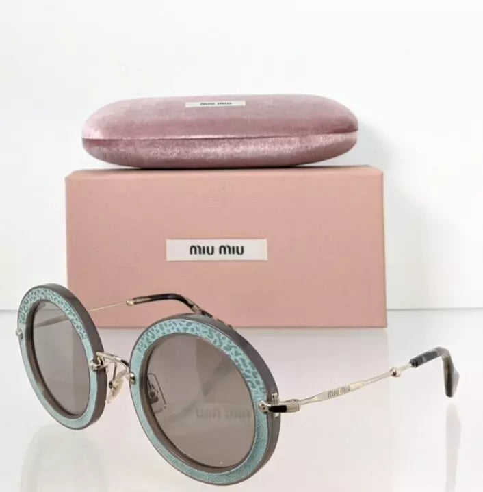 Brand New Authentic MIU MIU SMU 08R U6S - 5J2 Sunglasses Gold Green SMU08R Frame