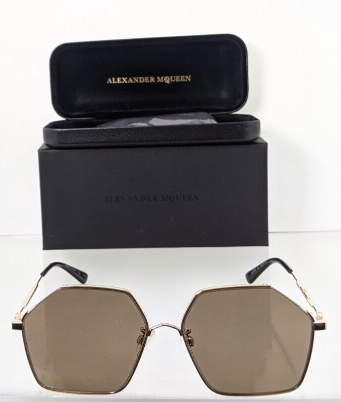 Brand New Authentic Alexander McQueen Sunglasses MQ 0258 Gold 002 58mm Frame