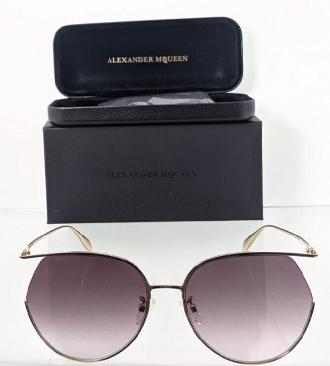 Brand New Authentic Alexander McQueen Sunglasses AM 0255 Gold 002 61mm Frame