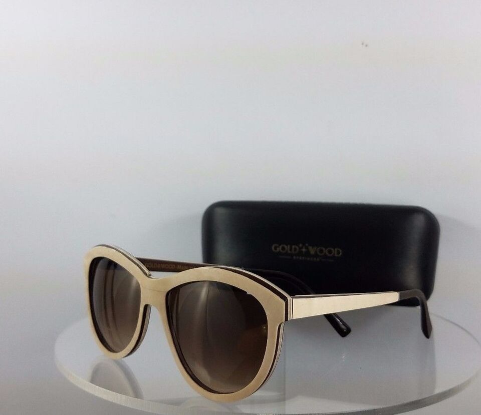 Brand New Authentic Gold and Wood Sunglasses Alya 02 Light Brown Beige Frame