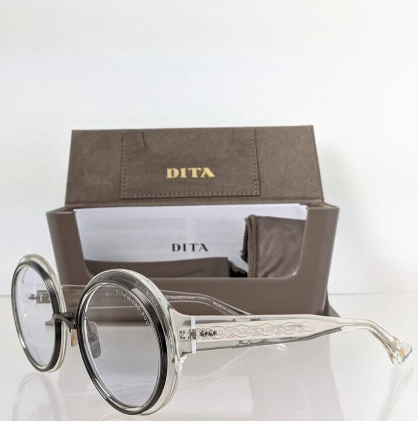 New Authentic Dita Sunglasses MICRO-ROUND DTS 406-A-03 Transparent & Gunmetal