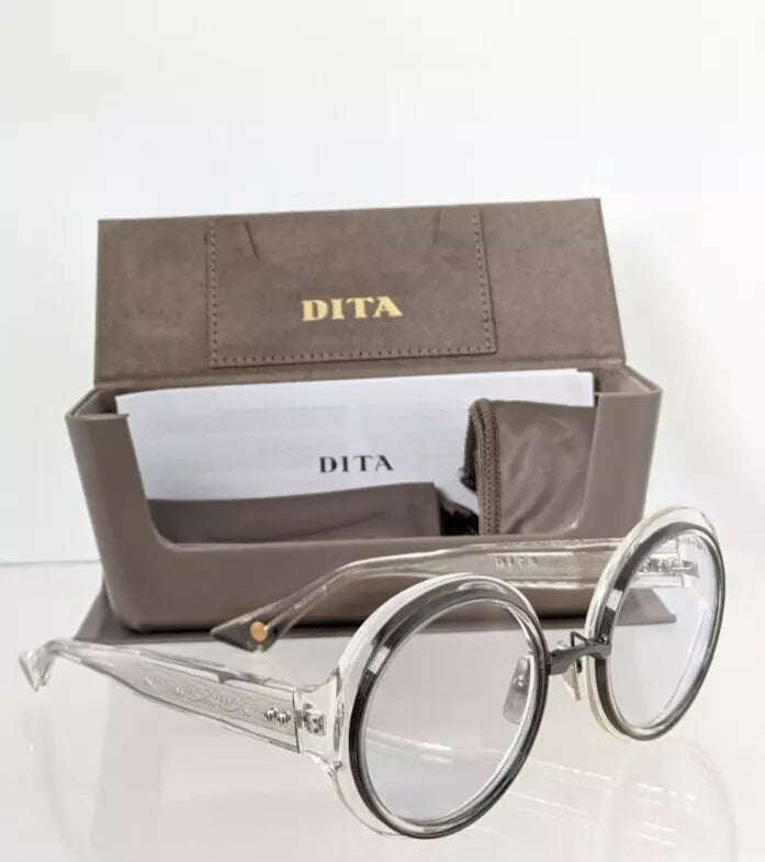 New Authentic Dita Sunglasses MICRO-ROUND DTS 406-A-03 Transparent & Gunmetal