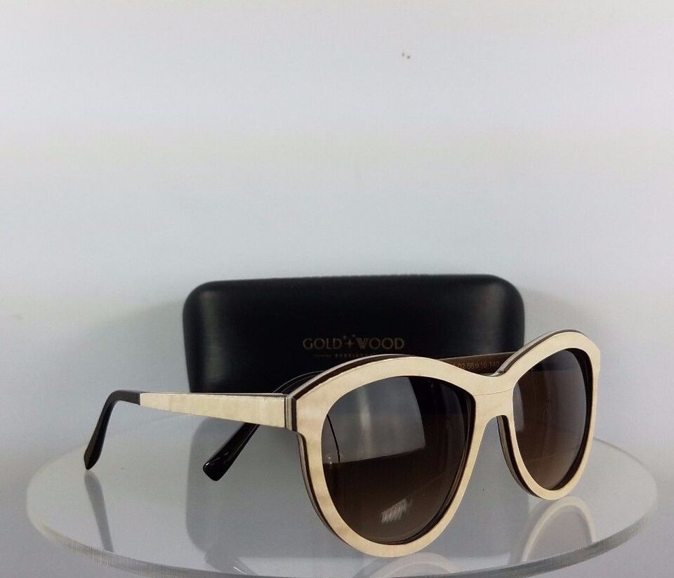 Brand New Authentic Gold and Wood Sunglasses Alya 02 Light Brown Beige Frame