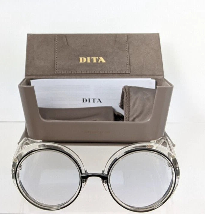 New Authentic Dita Sunglasses MICRO-ROUND DTS 406-A-03 Transparent & Gunmetal