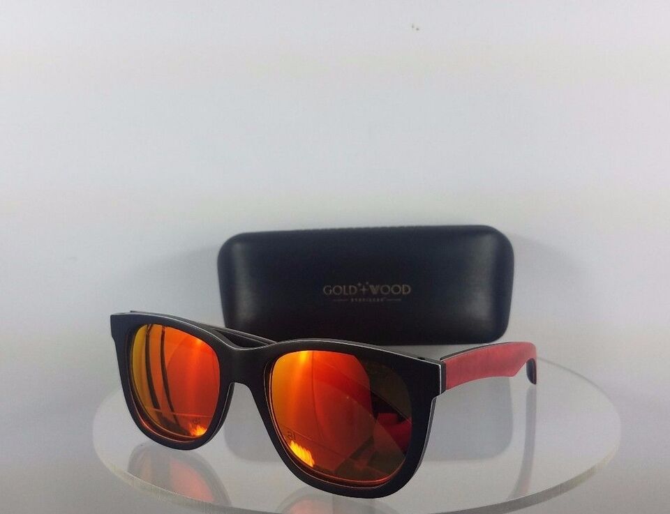 Brand New Authentic Gold and Wood Sunglasses Toliman 01 Red Black Frame