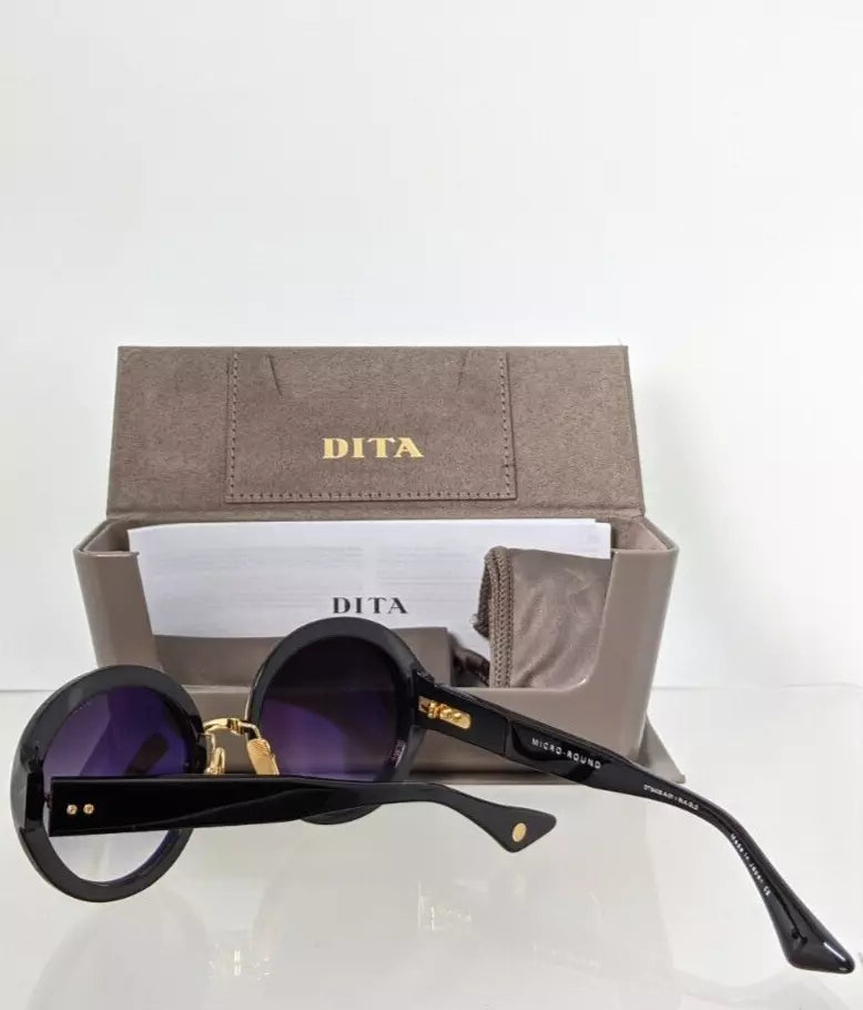 New Authentic Dita Sunglasses MICRO-ROUND DTS 406-A-01 Black & Gold Frame