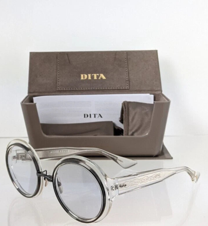 New Authentic Dita Sunglasses MICRO-ROUND DTS 406-A-03 Transparent & Gunmetal