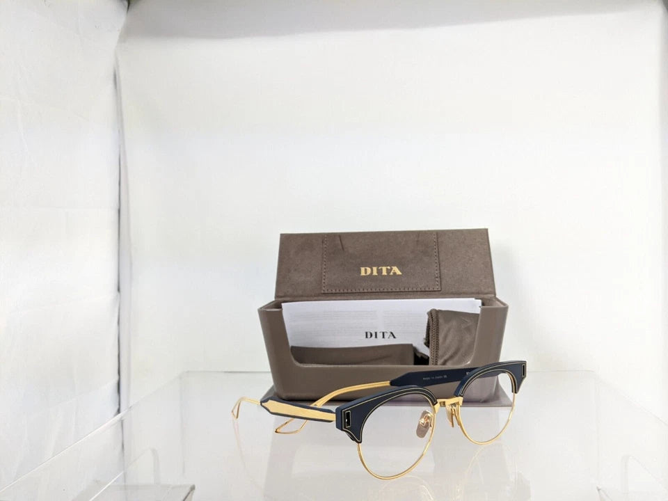 Brand New Authentic Dita Eyeglasses BRIXA Two DTX109-51-03AF 51mm Navy Gold