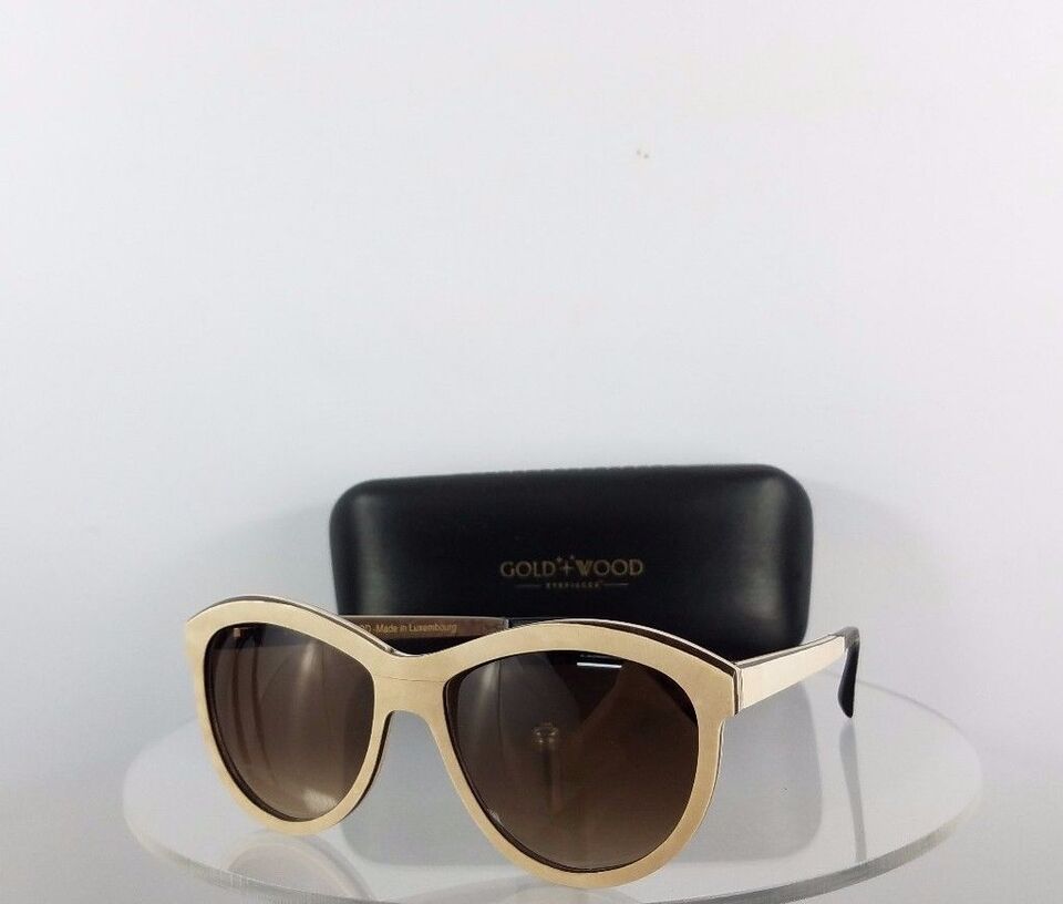 Brand New Authentic Gold and Wood Sunglasses Alya 02 Light Brown Beige Frame