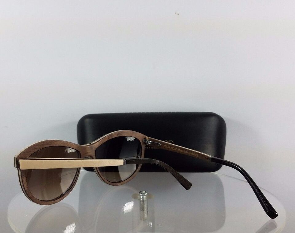 Brand New Authentic Gold and Wood Sunglasses Alya 02 Light Brown Beige Frame