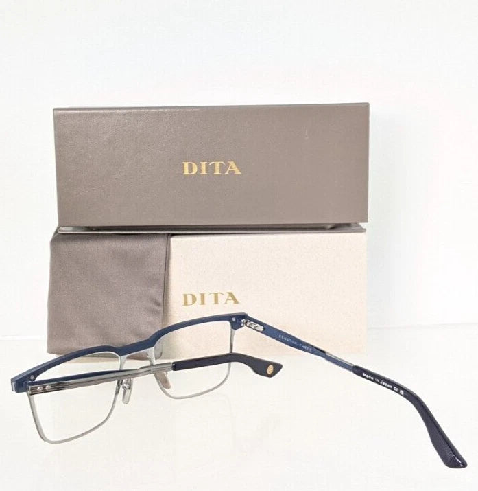 New Authentic Dita Eyeglasses Senator Three DTX-137-A 02 Navy Silver 53mm Frame