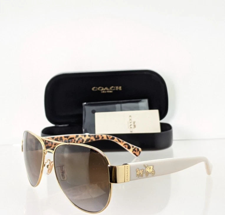 Brand New Authentic Coach Sunglasses HC 7059 9249T5 Gold Ivory Wild Beast 58mm